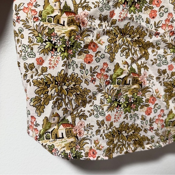 Talbots Tuscan Villa Print Blouse Ruffle Button Neckline Women’s Sz Large Spring - Picture 13 of 15